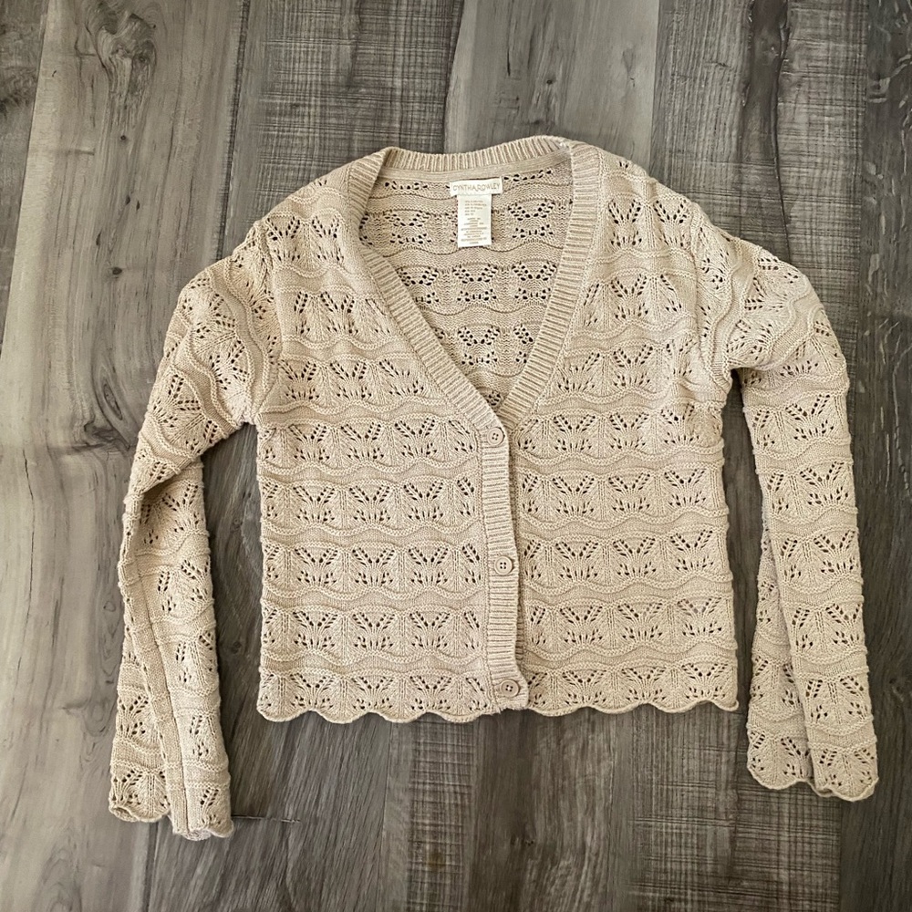Cynthia Rowley Beige Knit Cardigan 10/12 girls